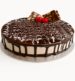 Cherry Crown Chocolate Truffle Cake with glossy glaze, white swirl design, and cherry topping