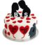 anniversary cakes with silhouette couple topper and red hearts, Forever Love Anniversary Cakes by BakersStreet Yelahanka.